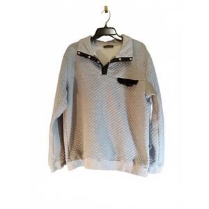 Chic Style Quilted Pullover Top Womens Size XL Gray Black Funnel Neck Knit Cuff